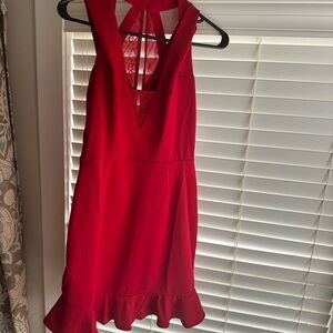 19 Cooper Red Sleeveless V-Neck Ruffle Hem Dress